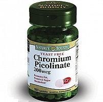 Нэйчес Баунти Хрома пиколинат бездрожжевой 100 таблеток (Natures Bounty Chromium Picolinate 200 mcg)