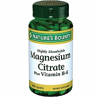 Нэйчес Баунти Магния Цитрат с витамином B6  1,5 г. 60 капсул (Natures Bounty Magnesium Citrate Plus Vitamin B-6)